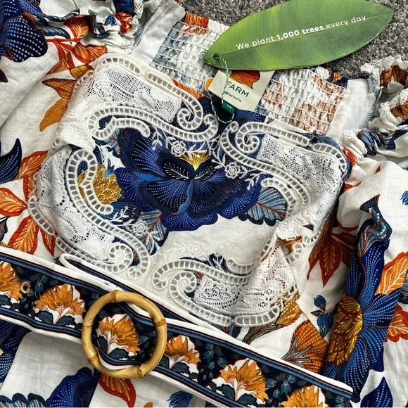 Farm Rio flowers lace jumpsuits summer flowers romper NWT - Picture 6 of 9